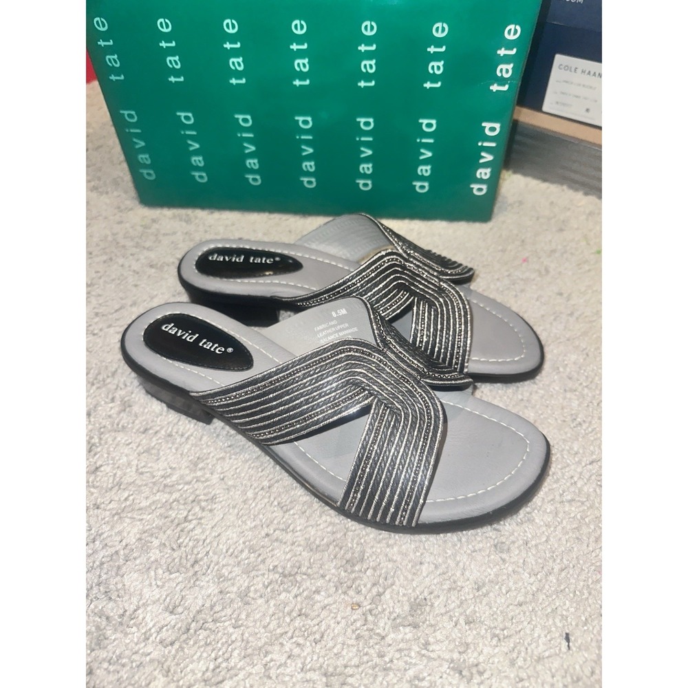 David Tate Thrill Women's Sandal Black Slip On Slide Brand New! Size 8.5 M‎